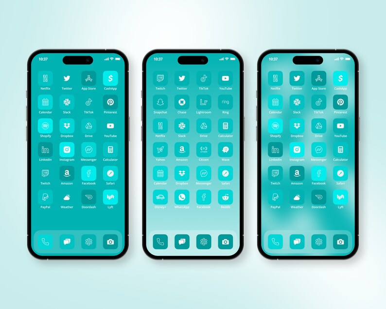 Teal Aesthetic App Icons, App Icon Pack, Teal iOS App Icons, Teal App Icons, App Icon Bundle, Custom Themed App Icons, iPhone Wallpapers image 3