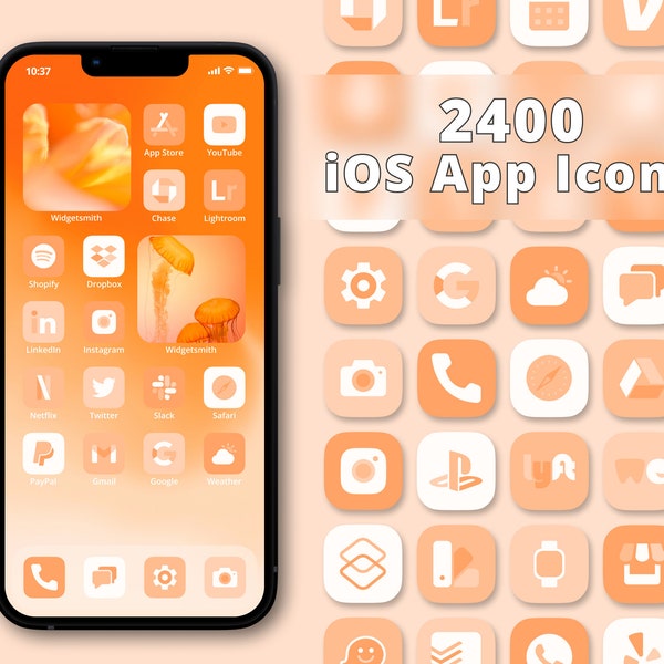 Orange App Icon Pack | Aesthetic App Icons | Orange App Covers | iPhone App Icons | iOS 15 Icons | Orange App Icon Set | App Icons Bundle