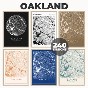 オークランド ポスター、カリフォルニア マップ ポスター、オークランド シティ プリント、オークランド ロード マップ ポスター、ロード マップ ポスター、シティ マップ ポスター、240 種類のマップ デザイン