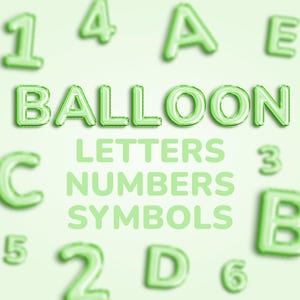 Clipart ballons en aluminium vert pour décoration, ballons en aluminium lettres et chiffres, Clipart ballon alphabet métallisé vert