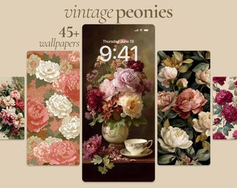 45 Vintage Peonies Wallpapers, Antique Floral Aesthetic Background, Romantic Garden Roses & Classic Botanical Art, Vintage Garden Wallpapers