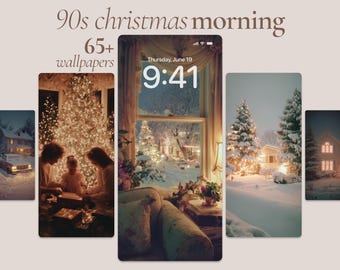 90s Christmas Morning Phone Wallpaper Bundle, Cozy Vintage Nostalgia Backgrounds, Christmas Home Screen Art Collection, Christmas Wallpapers