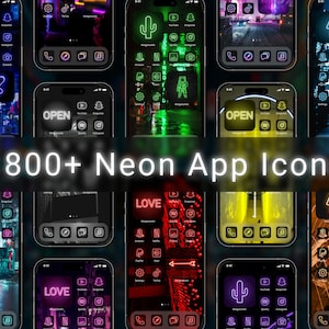 Ensemble d&#39;icônes d&#39;application néon | Ensemble d&#39;icônes iPhone néon | Ensemble d&#39;icônes d&#39;application néon | Icônes iOS néon | Pack d&#39;icônes d&#39;application néon | Fonds d&#39;écran néon | Ensemble néon