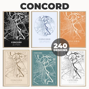 Concord Wall Poster, Concord City Poster, Concord City Print, Concord Map Poster, Colorful Map Print, Map Art