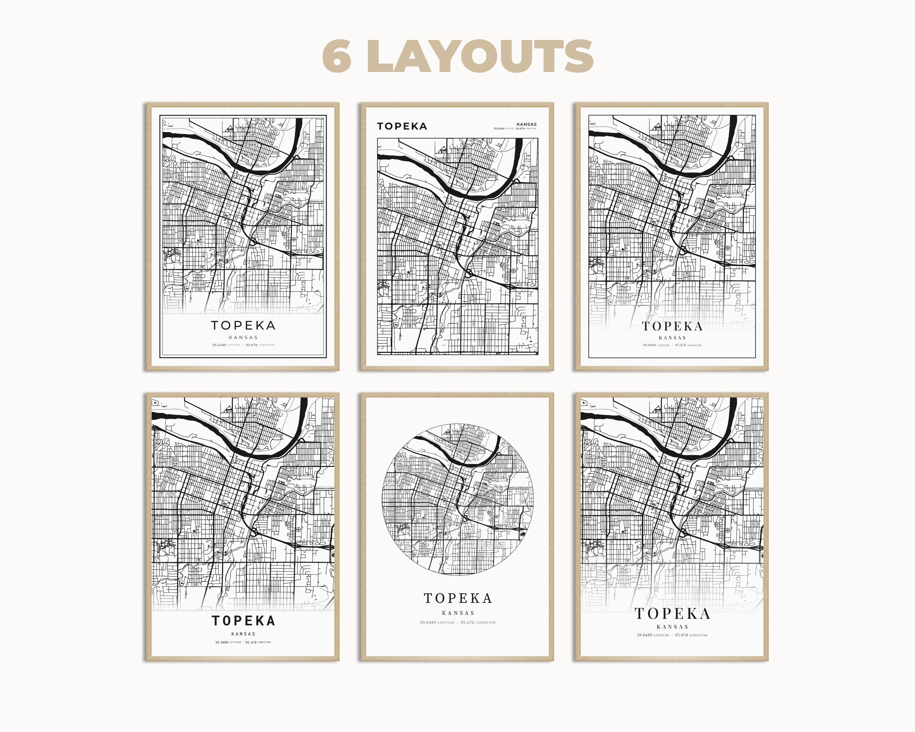 Topke Map Topeka City Map Art, Topeka Wall Print, Topeka Wall Art, Kansas Print ...