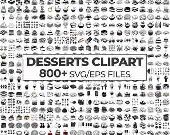Desserts Clipart Set, Sweet Treats Illustrations, Bakery Graphics Collection, Dessert Vector Art Bundle, Cute Cake and Pastry Clipart Pack