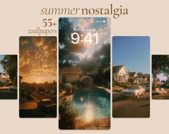 Summer Nostalgia Aesthetic Backgrounds, 55 Retro Suburban Golden Hour Lock Screen Art, Retro Summer Aesthetic Phone, Nostalgia Wallpapers