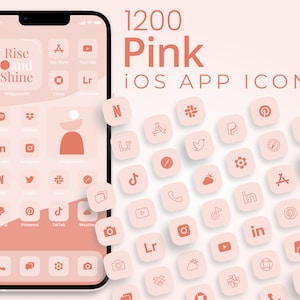 Pink iOS App Icons | Aesthetic iPhone Home Screen Theme | iPhone 13 App Icons | iOS 15 Pink Icons | Pink Icons for iOS | iOS Pink Icons