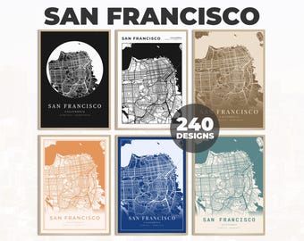 San Francisco City Poster, California Map Poster, San Francisco Wall Print, Map of San Francisco, Map Poster, Colorful Map Print