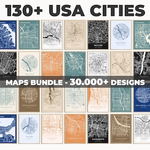 USA Städte Drucke Bundle, Alle US Bundesstaat Hauptstädte Karte Kunst, USA Stadt Karten Mega Bundle, USA Städte Poster Bundle, Digitale Stadt Karten