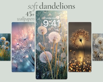 Soft Dandelions Wallpaper Pack, 45 Dreamy Floral Glow & Delicate Meadow Backgrounds, Cozy Aesthetic Floral Art, Nature Phone Art Bundle