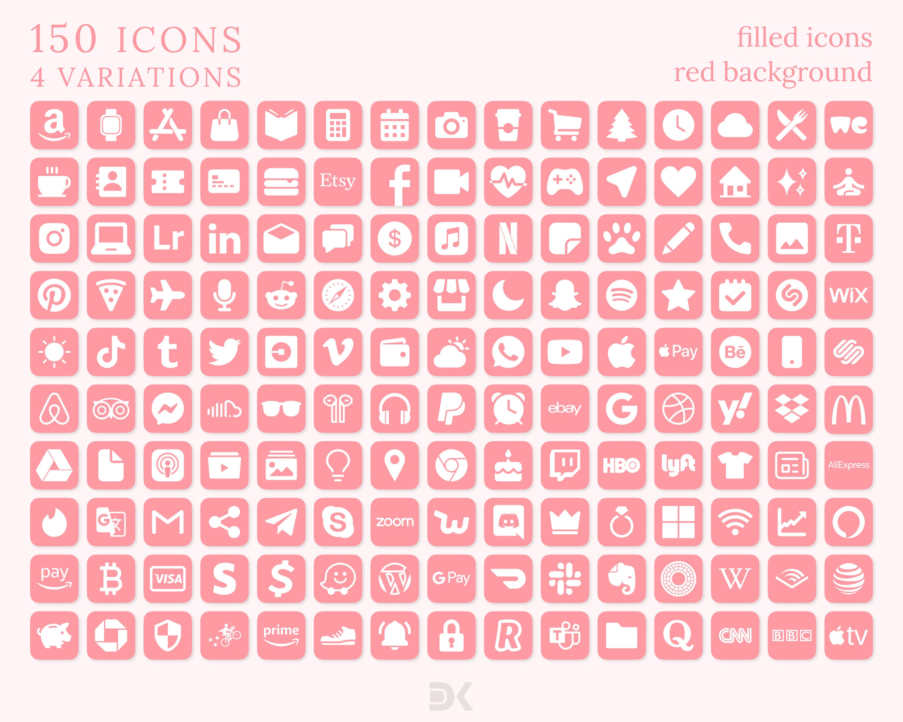 Red Pastel App Icons Bundle 600 Aesthetic Custom Themed App Etsy New Zealand