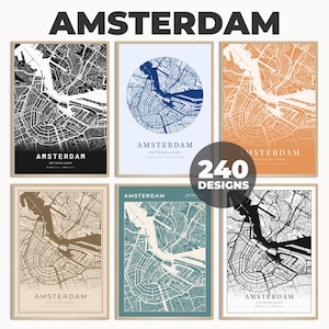 Amsterdam Stadt, Niederlande Karte Kunst, Amsterdam Wandposter, Karte Drucken, Stadt Karte Download, 240 Kartendesigns, Amsterdam Print Karte Kunst