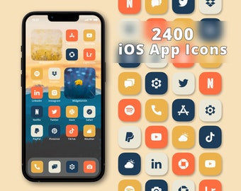Blue App Icons | Aesthetic App Icons | iPhone App Icons | Blue Icons | Yellow App Icons for iOS | iOS Icons Pack | Custom Home Screen