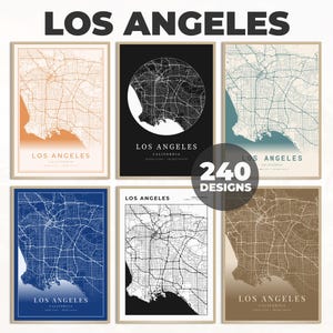 Art de la carte des rues de Los Angeles, affiche de carte de Californie, affiche de Los Angeles, impression de carte de Los Angeles, affiche de carte de voyage, carte minimaliste
