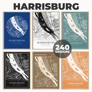 Harrisburg City Wall Art, Harrisburg Poster, Harrisburg Map Print, Harrisburg Map Poster, Minimalist Map, Map Poster