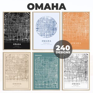 Omaha City, Omaha Wall Poster, Map of Omaha, Omaha Wall Print, Gift City Map, Gifts for Home, 240 Map Designs, Omaha City Wall Art Map