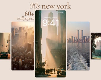 90s New York Phone Wallpaper Bundle, Vintage NYC Aesthetic Phone Home Screen Backgrounds, Nostalgic New York City Art, Vertical Wallpapers