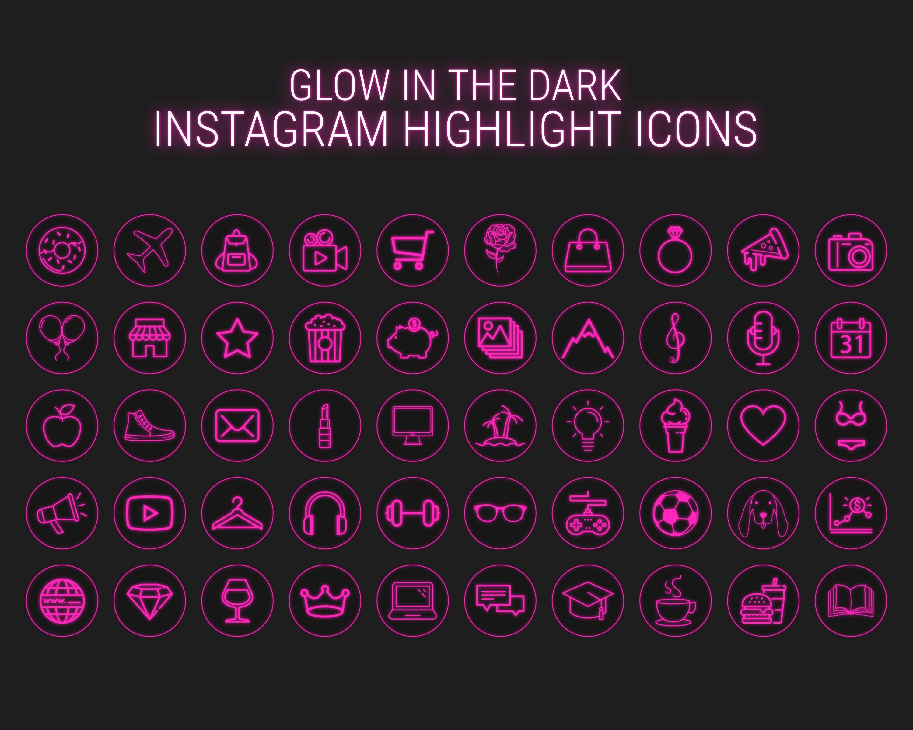 50 Neon Highlight Icons Pink Neon Instagram Story Highlight - Etsy
