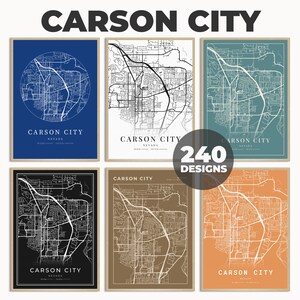 Carson City Poster Karte, Carson City Wandposter, Carson City Karte Druck, Reisekarte Poster, Karte Wandkunst, 240 Kartendesigns, Carson City Karte