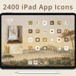 Brown iPad App Icons | iPad Desktop Icons | Beige iOS Icons Pack | White iPad Icons | Desert Themed App Icons for iPad | iPad Wallpaper