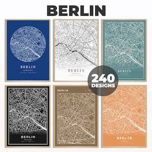 Kaart van Berlijn, Berlijnse cartografiekaart, Berlijnse stadsmuurkunst, kaartposter Duitsland, reiskaartposter, digitale stadskaart, 240 kaartontwerpen