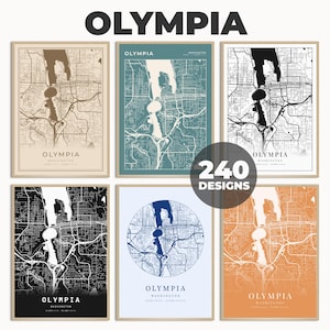 Olympia Karte Poster, Olympia Wandkunst, Olympia Karte Drucken, Olympia Kartographie Karte, Olympia Stadt Wanddruck Dekor