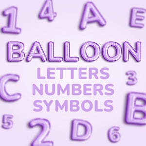 Lila Folienballon Zahlen Clipart, Lila Buchstaben, Lila Folienballon Alphabet, transparenter Hintergrund