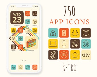 Retro App Icons Bundle | 750 Aesthetic Custom Themed App Icons | Retro iOS Icons | Vintage Aesthetic Icons | Bonus Wallpapers & Widgets