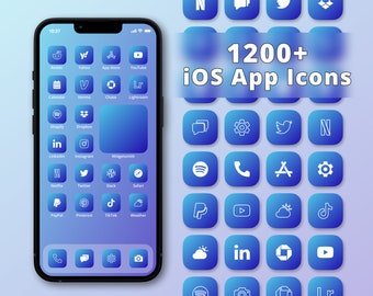 Blue Gradient App Icon Pack | iPhone App Icon Set | Gradient Blue Icons | Aesthetic App Icons | Blue App Covers | iOS Icons | Blue Icon Pack