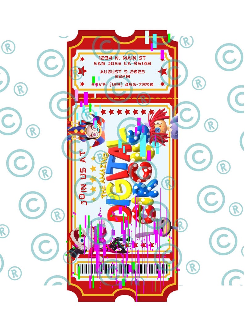 Digital Circus Ticket Invitation - Etsy