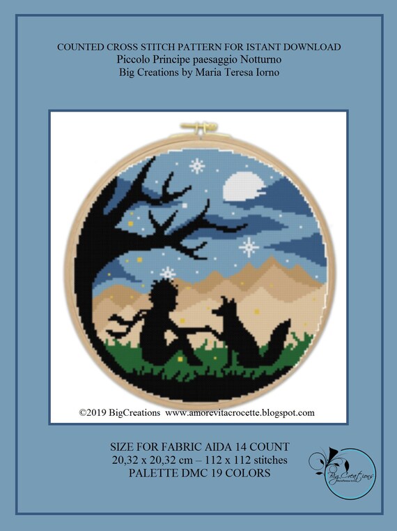 Piccolo Principe Paesaggio Notturno Schema Punto Croce Etsy