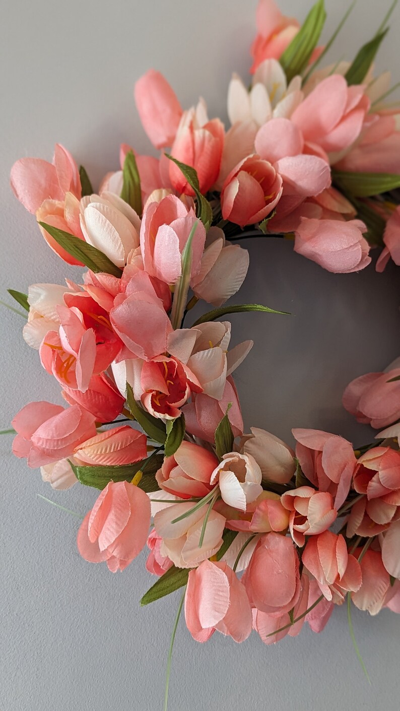 Pink Tulip Wreath, Spring Door Decor - Etsy