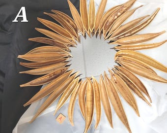 Trumpet Vine Seed Pod Mirror 9". 16x 16" total dimension