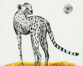 Original Art Print Safari Kids Room decor Baby Nursery Wall Art African Animal Drypoint Etching Zebra Nursery Art Handmade Artwork