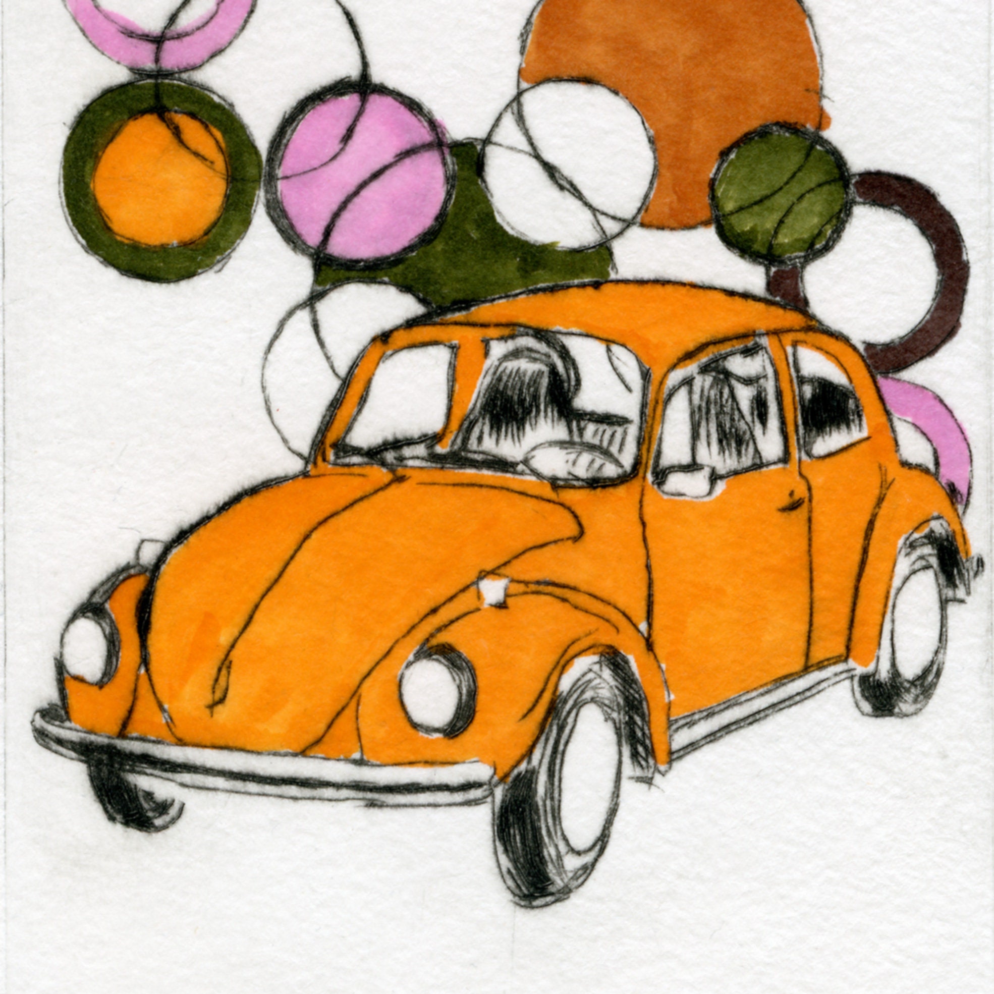 Classic Car Etching Original Art Vintage Car Artwork Etsy