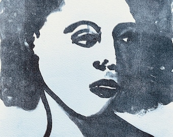 Portrait Black Woman, Art On Paper, Original Lithograph, Original Art, Portrait Art, Wall Decor, Small Wall Art, Portrait Drawing