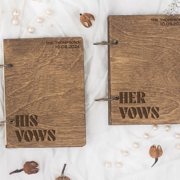 Wedding Vow Books Set of 2 His and Her Vows Rustic Wedding Decor Vow Cards Wedding Sign