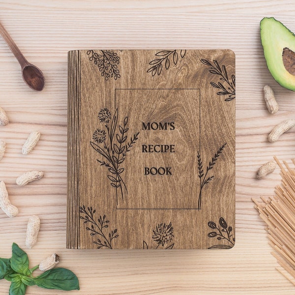 Recipe Book Custom Blank Binder Gifts for Mom Wooden Cookbook Mothers Day Gift