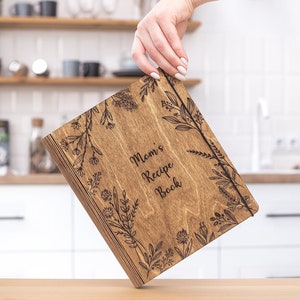 Recipe Book Custom Blank Binder Gifts for Mom Wooden Cookbook