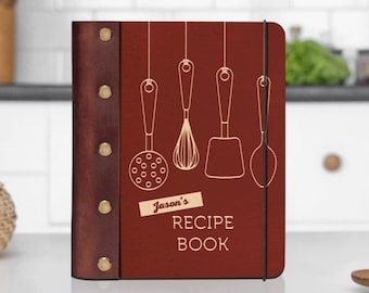 Hölzernes personalisiertes Rezept-Binder-Mappe-Kochbuch-Journal Kundenspezifisches Familienrezept-Buch