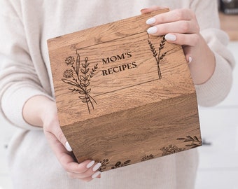 Custom Engraved Recipe Box With 4x6 Recipe Cards Gift For Mothers Day From Daughter