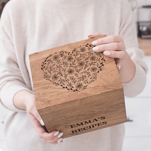Caja de recetas personalizada con tarjetas y separadores Regalos de cocina Caja de recetas para regalo de despedida de soltera