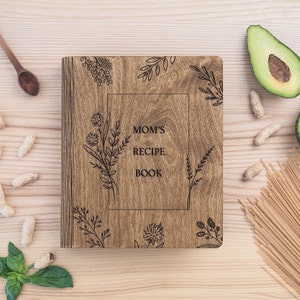 Recipe Book Custom Blank Binder Gifts for Mom Wooden Cookbook Mothers Day Gift