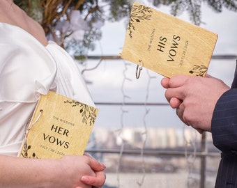 Wedding Custom Vow Books Set of 2 His Hers Vow Book Renewal Rustic Wedding Stationary Wedding Details