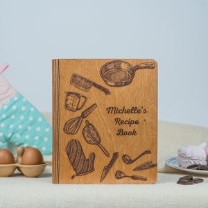 Personalized Recipe Binder Cookbook Blank Book Custom Food Journal Notebook Wooden Gift For Christmas