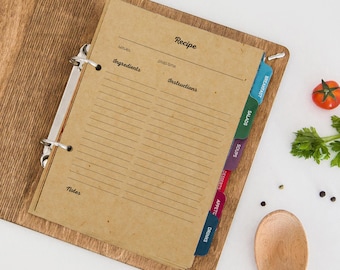Custom Recipe Book, Personalized Wooden Recipe Journal & Cookbook Binder, Cooking Bridal Shower Gift