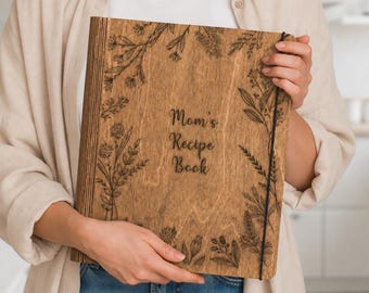 Personalized Wooden Recipe Book, Custom Family Blank Cookbook Binder (A6, A5, A4)