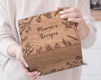 Boîte à recettes Cartes 4x6 Intercalaires en bois Cadeau fête des mères personnalisé