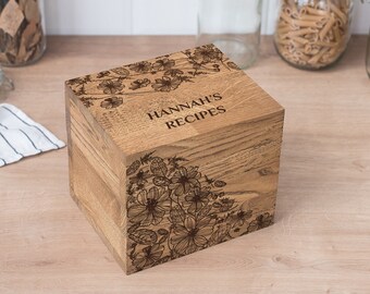 Recipe Box with Dividers and Cards Custom Wooden Gift